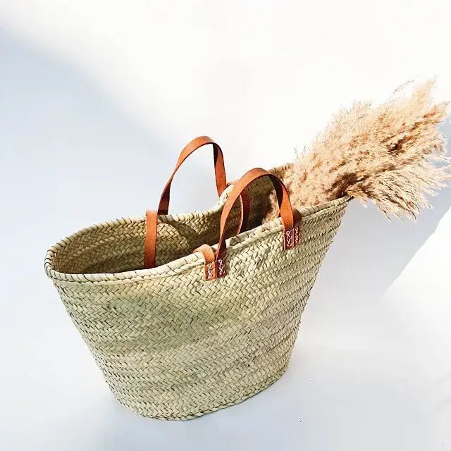 French Market Bag with Leather Handles - Ethically Made