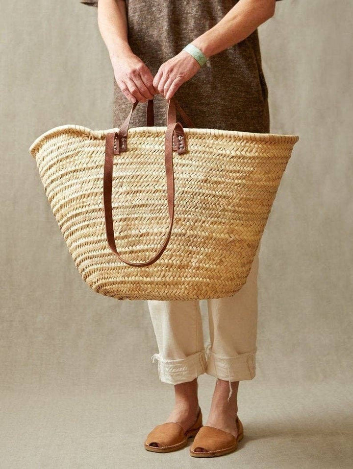 French Market Bag with Leather Handles - Ethically Made
