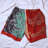 OOAK Cotton Kantha Beach Shorts - XL (0001) - Ethically Made
