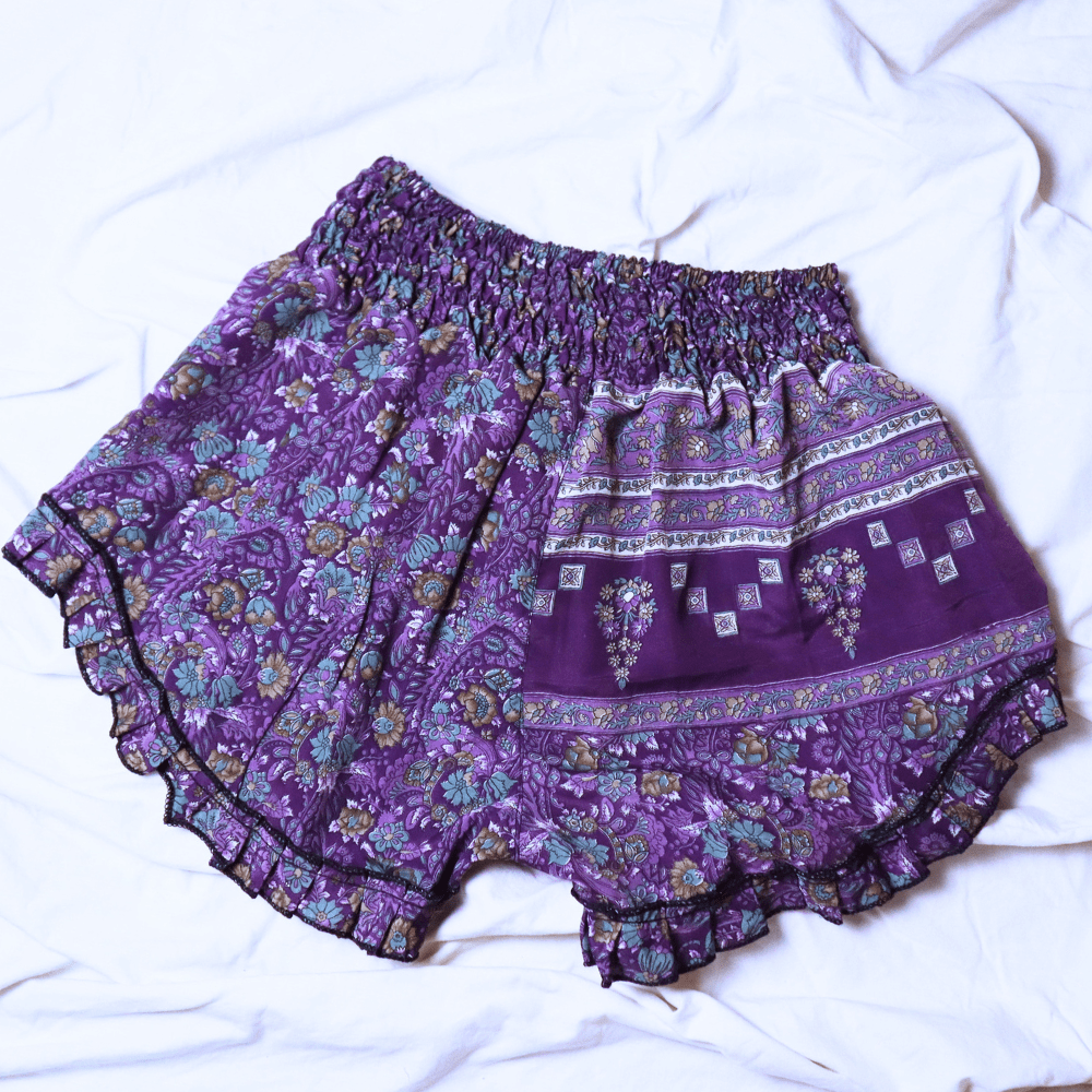 OOAK Silk Sari Shorts XL (0012) - Ethically Made