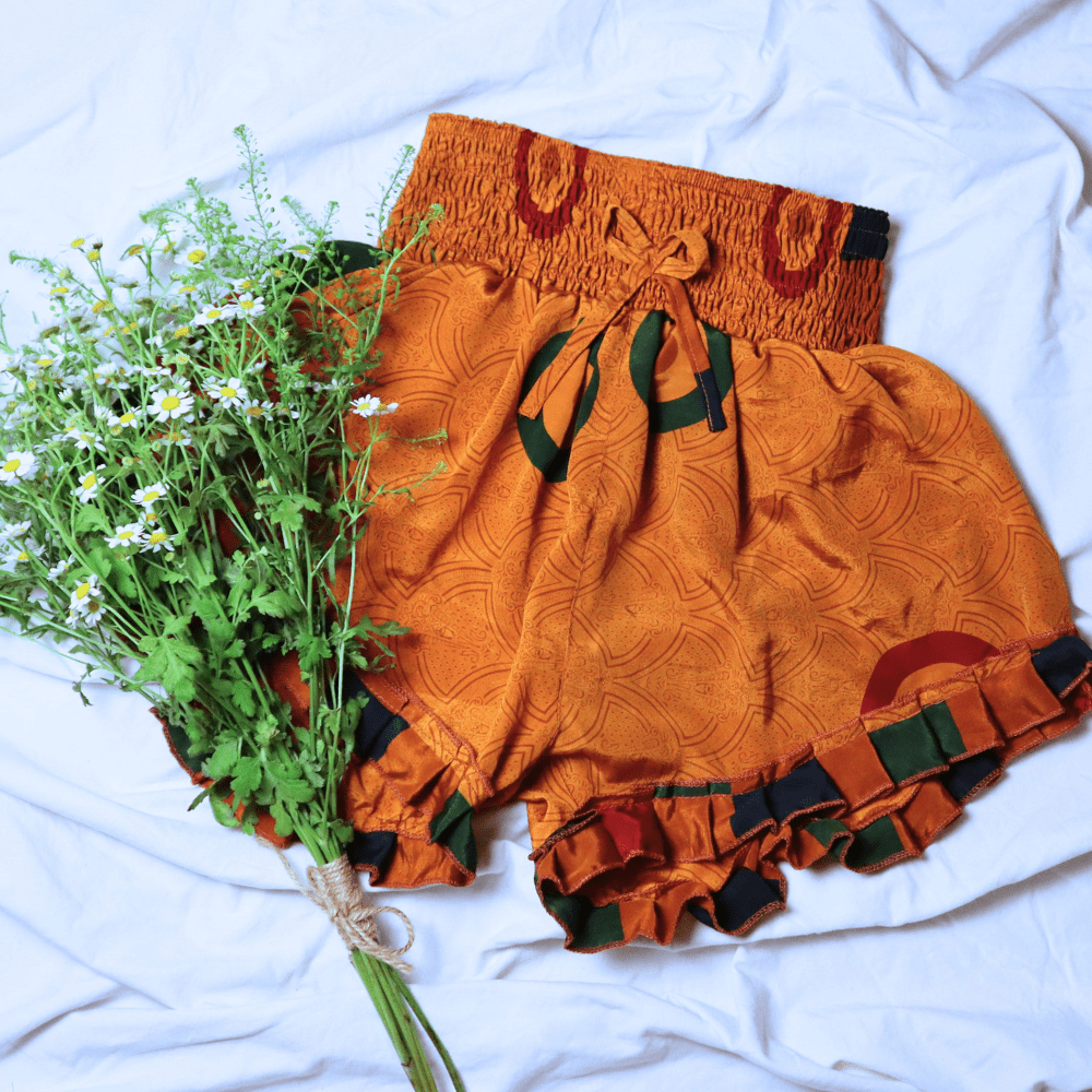 OOAK Silk Sari Shorts XL (0011) - Ethically Made