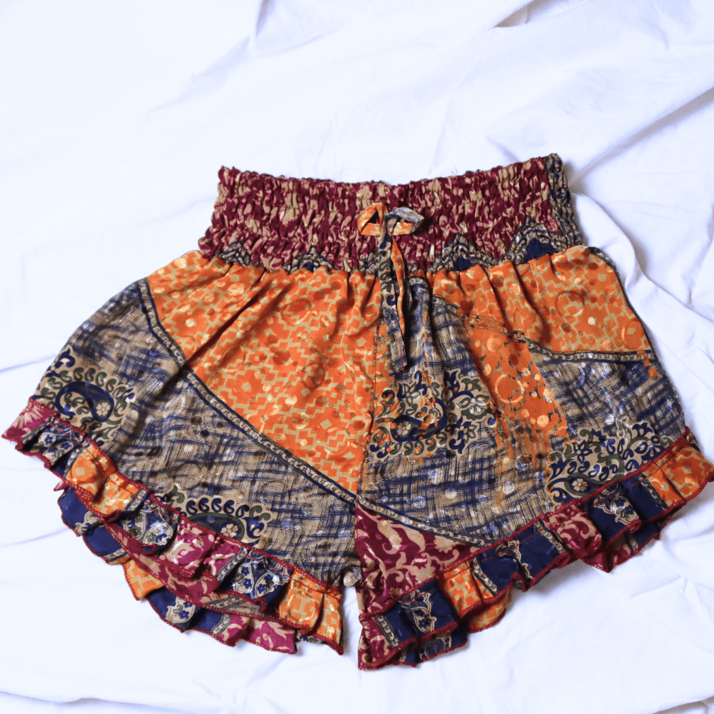 OOAK Silk Sari Shorts XL (0008) - Ethically Made