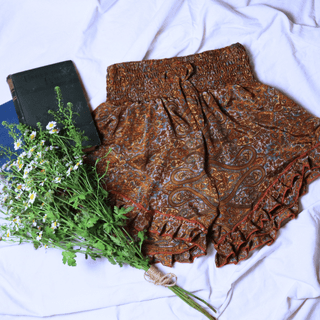 OOAK Silk Sari Shorts XL (00014) - Ethically Made