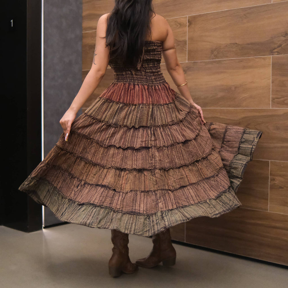 Convertible Cotton Patchwork Maxi Skirt Dress