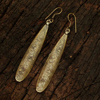 Brass Etched Water Drop Earring - Ethically Made