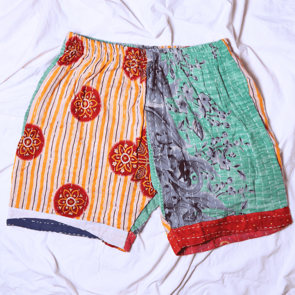 OOAK Cotton Kantha Beach Shorts - Large (0001) - Ethically Made