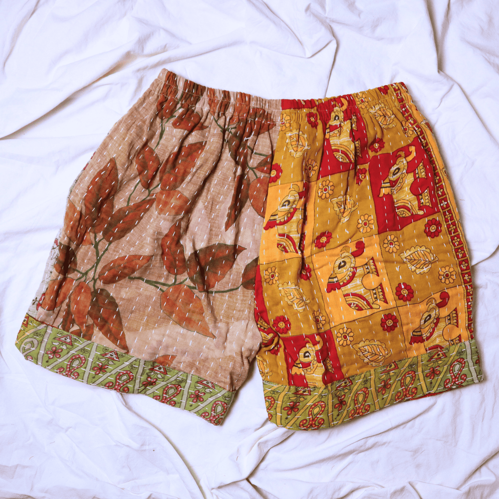 OOAK Cotton Kantha Beach Shorts - XL (0002) - Ethically Made