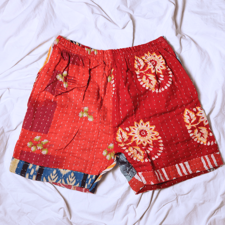 OOAK Cotton Kantha Beach Shorts - Large (0002) - Ethically Made