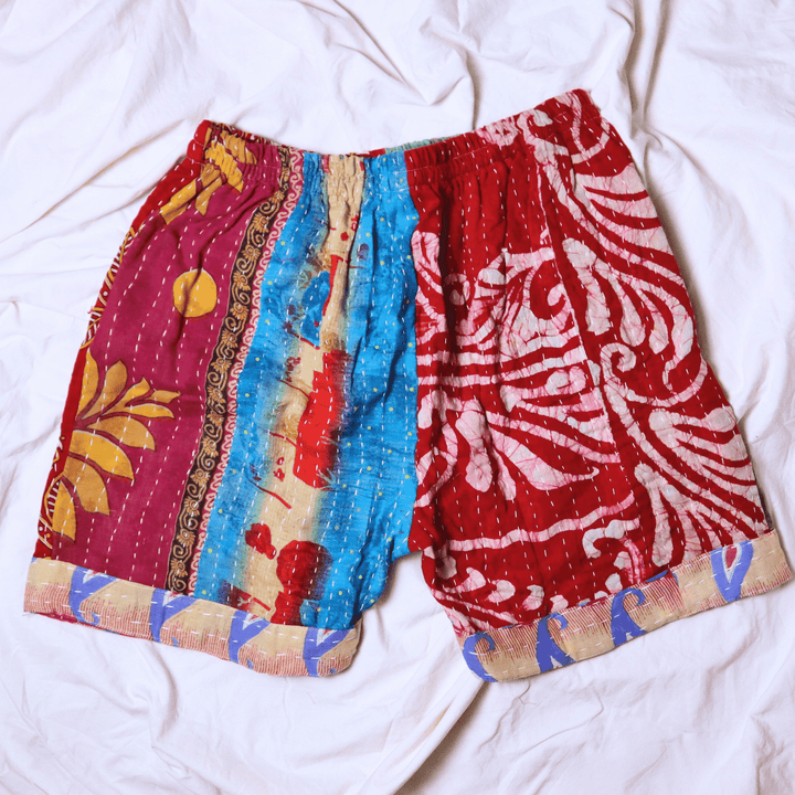 OOAK Cotton Kantha Beach Shorts - Large (0003) - Ethically Made