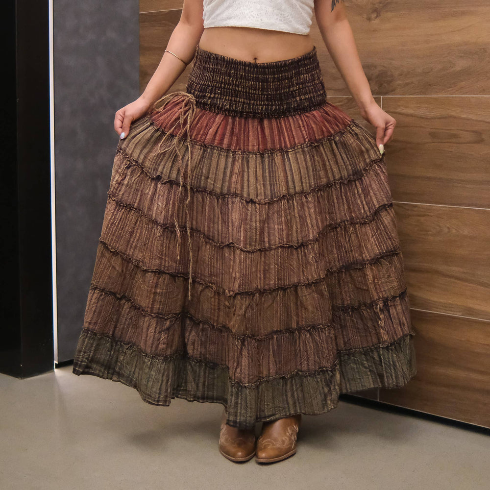 Convertible Cotton Patchwork Maxi Skirt Dress