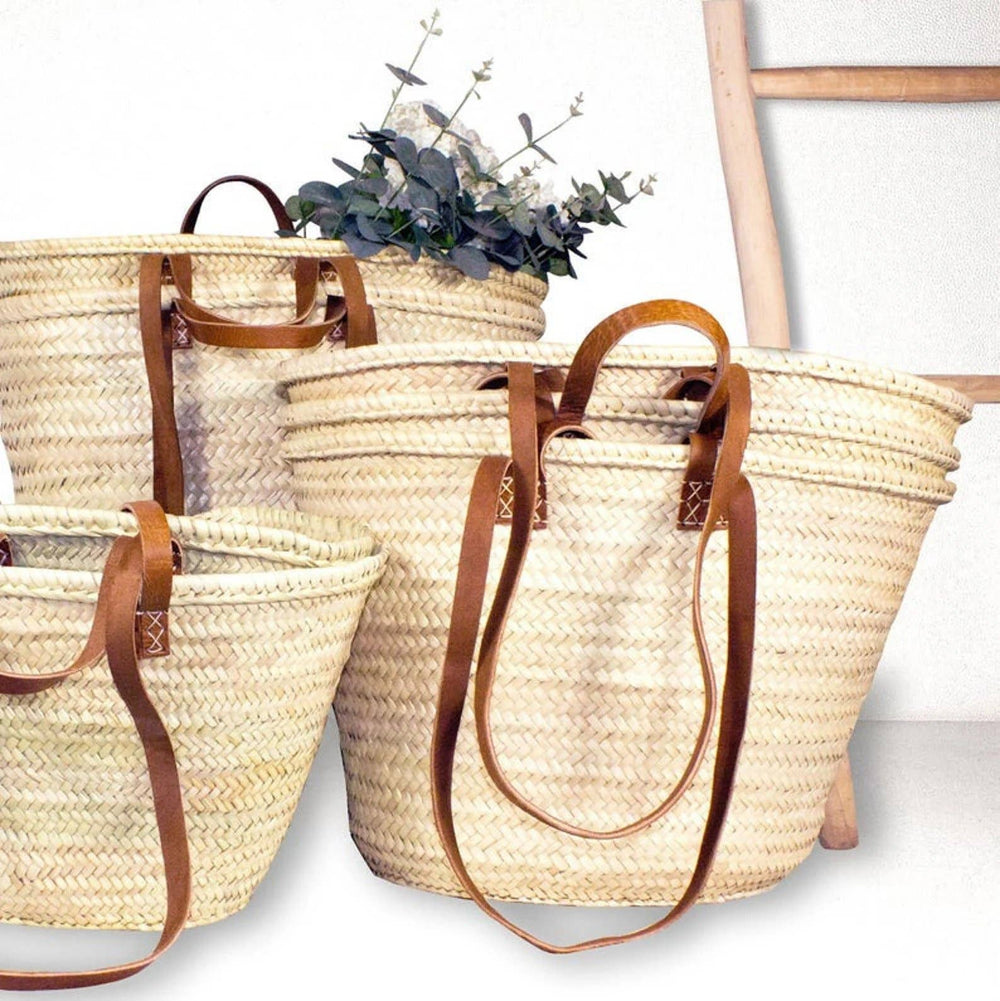French Market Bag with Leather Handles - Ethically Made