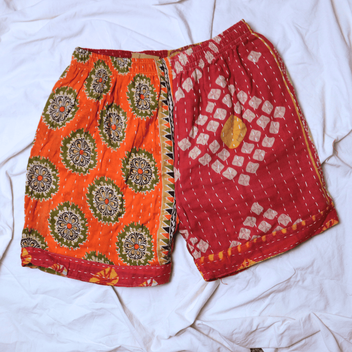 OOAK Cotton Kantha Beach Shorts - Medium (0004) - Ethically Made