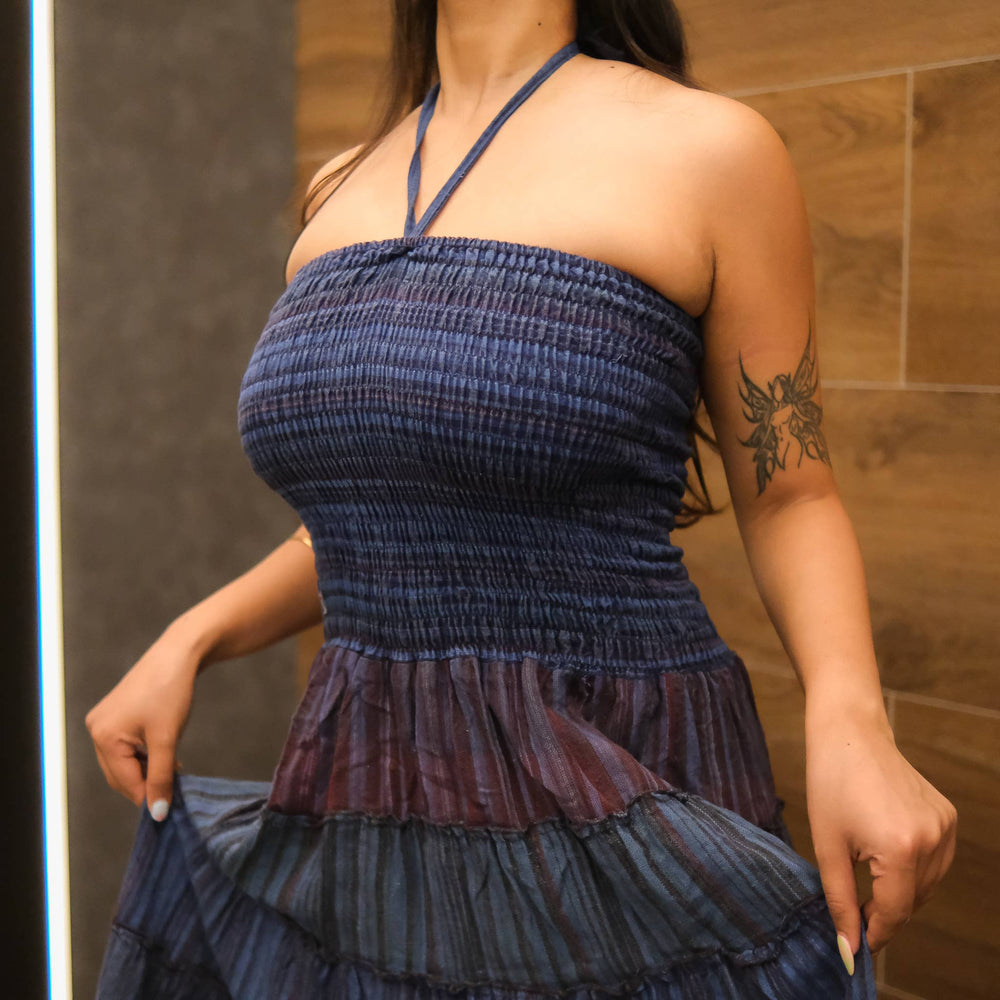 Convertible Cotton Patchwork Maxi Skirt Dress