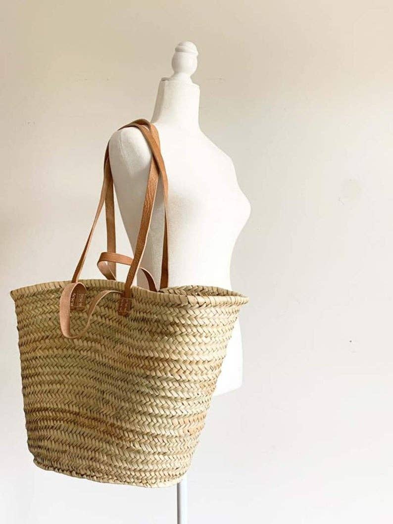 French Market Bag with Leather Handles - Ethically Made