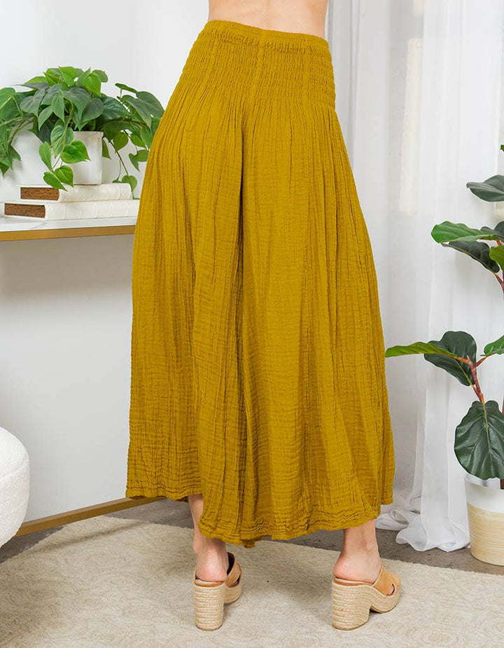 Crinkle Cotton Palazzo Pants