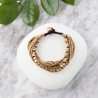 Brass Two - Tone Brass Beaded Bracelet - Ethically Made