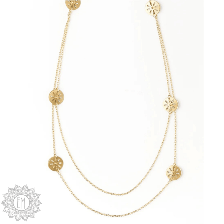 Chameli Petal Coin Double Strand Necklace