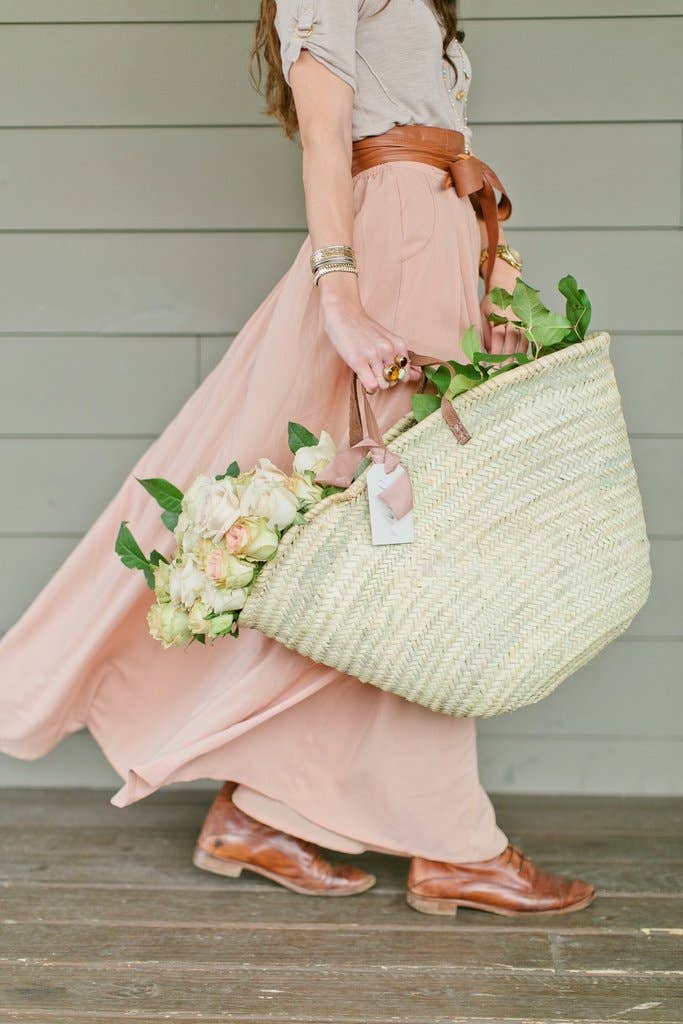 French Market Bag with Leather Handles - Ethically Made