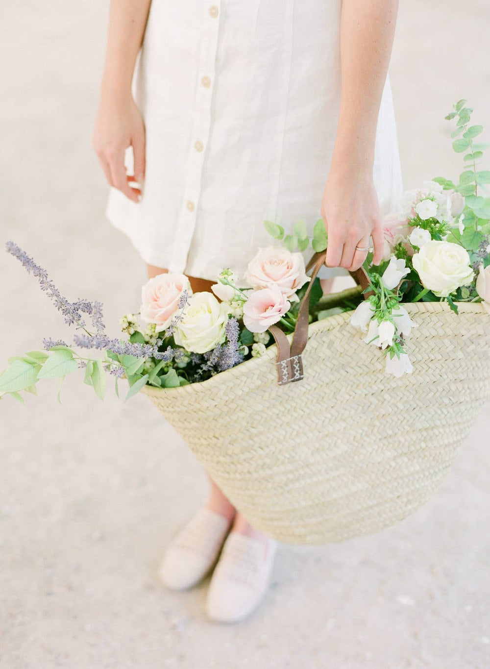 French Market Bag with Leather Handles - Ethically Made