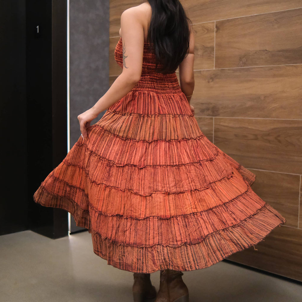 Convertible Cotton Patchwork Maxi Skirt Dress